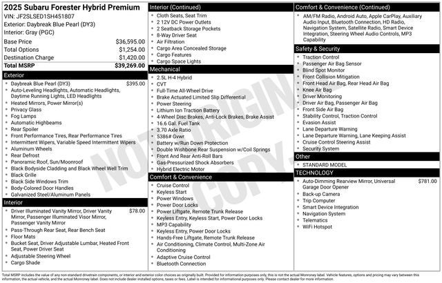 2025 Subaru FORESTER Premium Hybrid