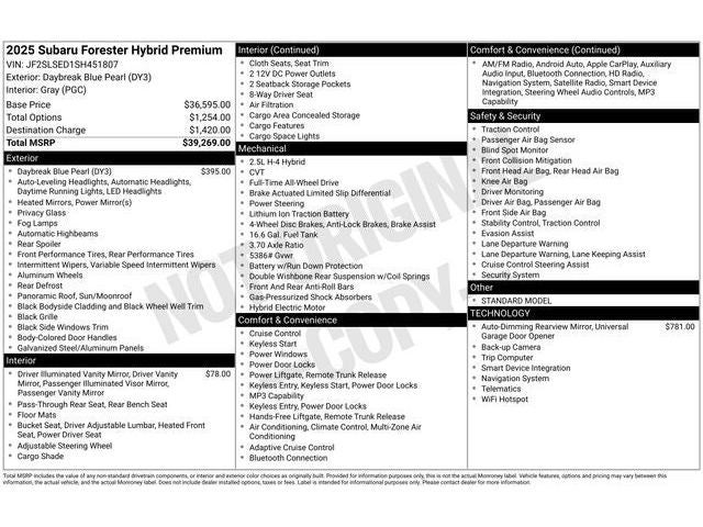 2025 Subaru FORESTER Premium Hybrid