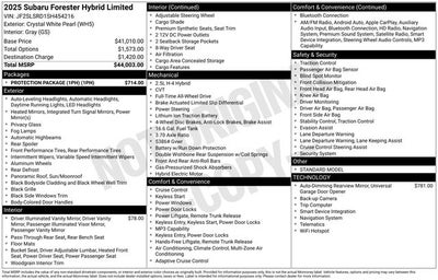 2025 Subaru FORESTER Limited Hybrid