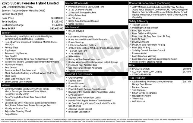 2025 Subaru FORESTER Limited Hybrid