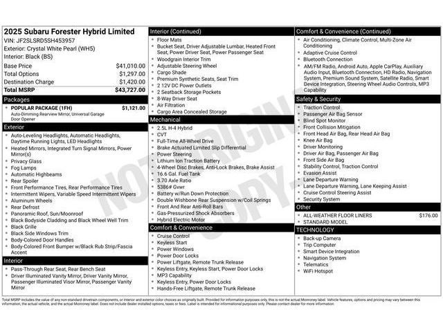 2025 Subaru FORESTER Limited Hybrid