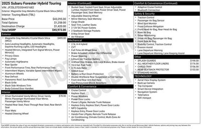 2025 Subaru FORESTER Touring Hybrid