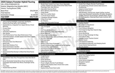 2025 Subaru FORESTER Touring Hybrid