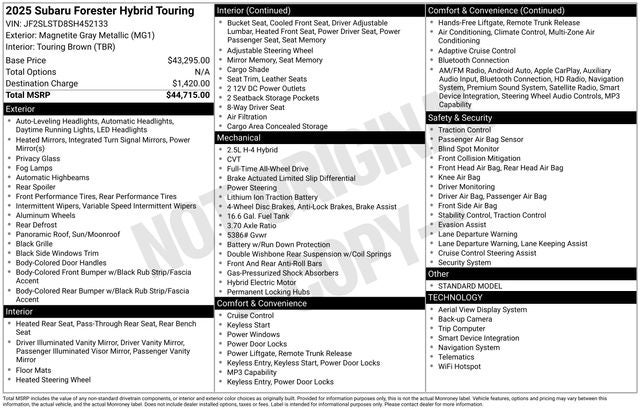 2025 Subaru FORESTER Touring Hybrid