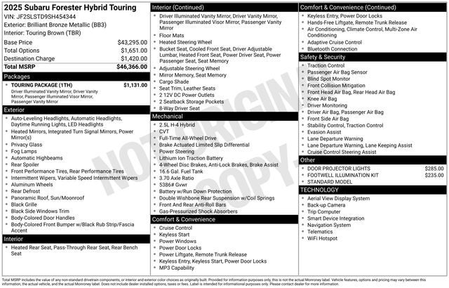 2025 Subaru FORESTER Touring Hybrid
