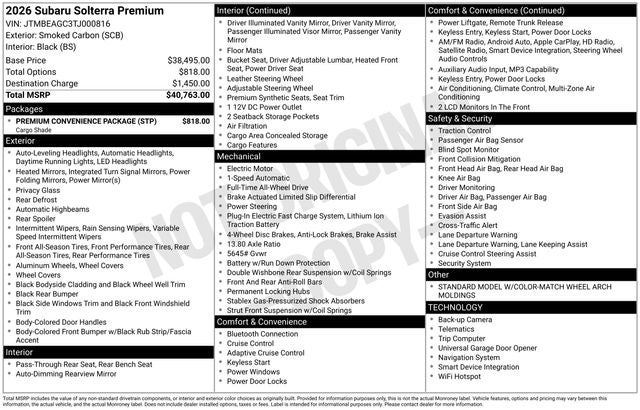 2026 Subaru SOLTERRA Premium