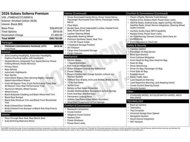 2026 Subaru SOLTERRA Premium