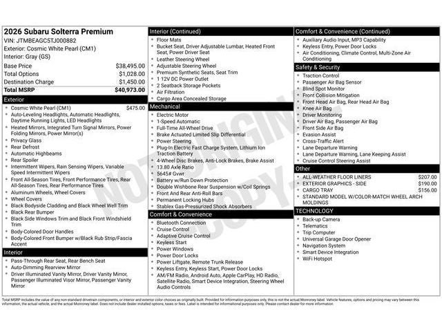 2026 Subaru SOLTERRA Premium