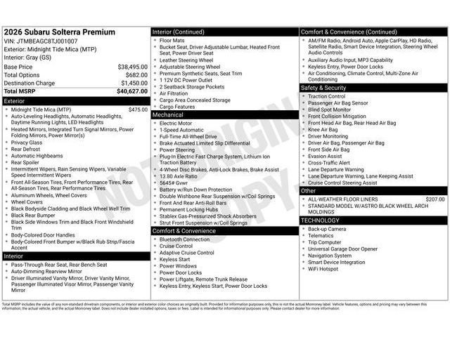 2026 Subaru SOLTERRA Premium