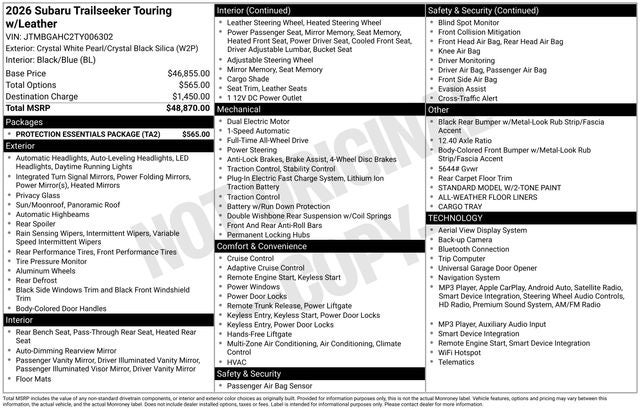 2026 Subaru TRAILSEEKER Touring