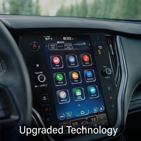 An 8-inch available touchscreen with the words &ldquo;Ugraded Technology&ldquo;. | Subaru of Utica in Yorkville NY