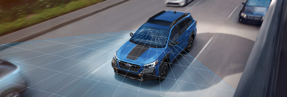 A photo illustration of the EyeSight Driver Assist Technology on the 2023 Outback Wilderness. | Subaru of Utica in Yorkville NY